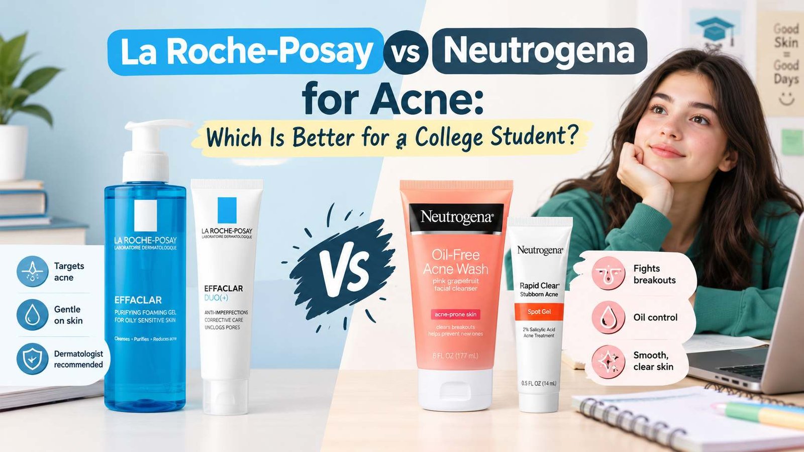 La Roche-Posay vs Neutrogena for Acne: Which Is Better for a College Student?